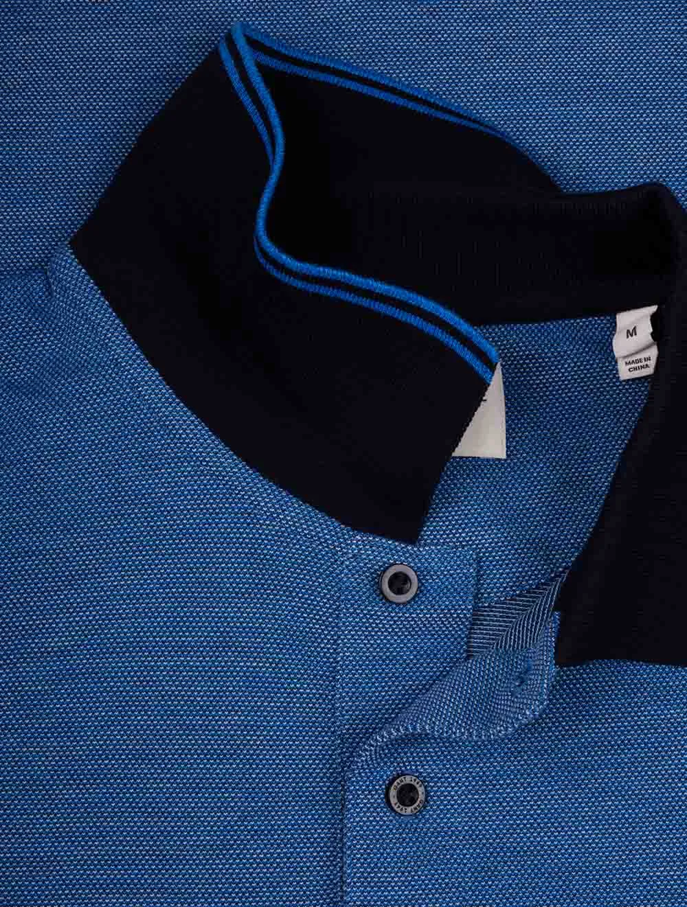 4-Colour Oxford Short Sleeve Piqué Polo Day Blue