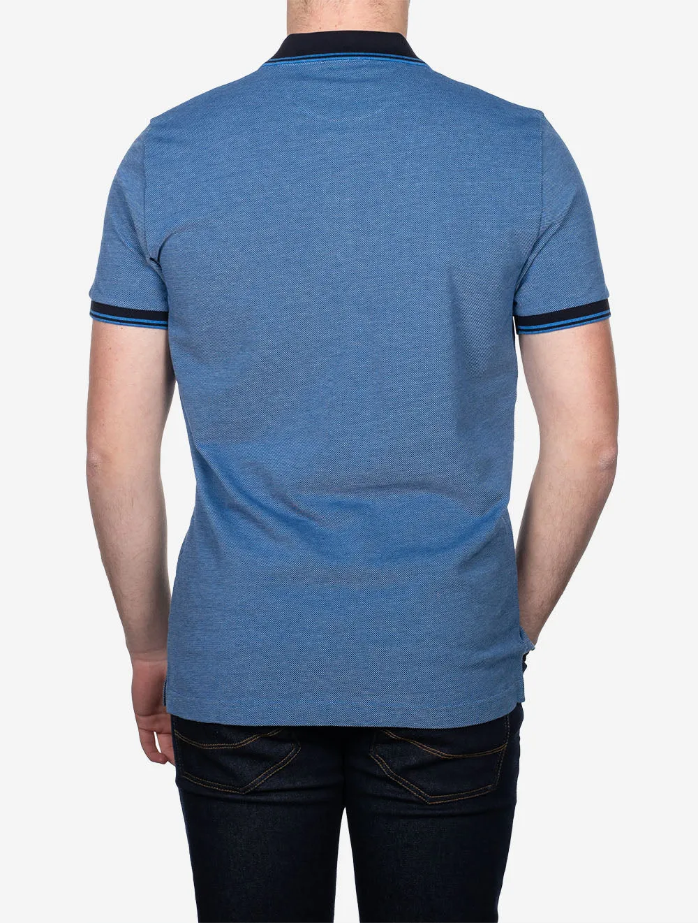 4-Colour Oxford Short Sleeve Piqué Polo Day Blue