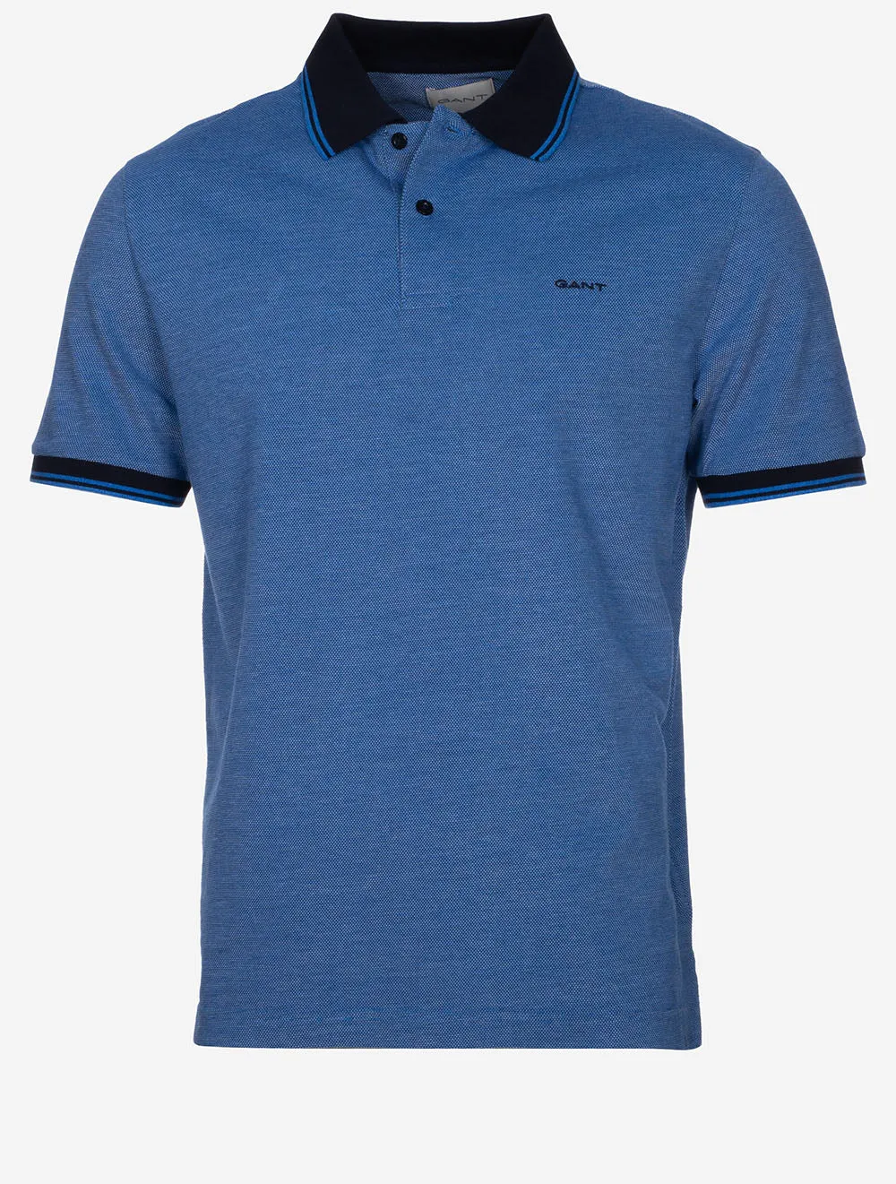 4-Colour Oxford Short Sleeve Piqué Polo Day Blue