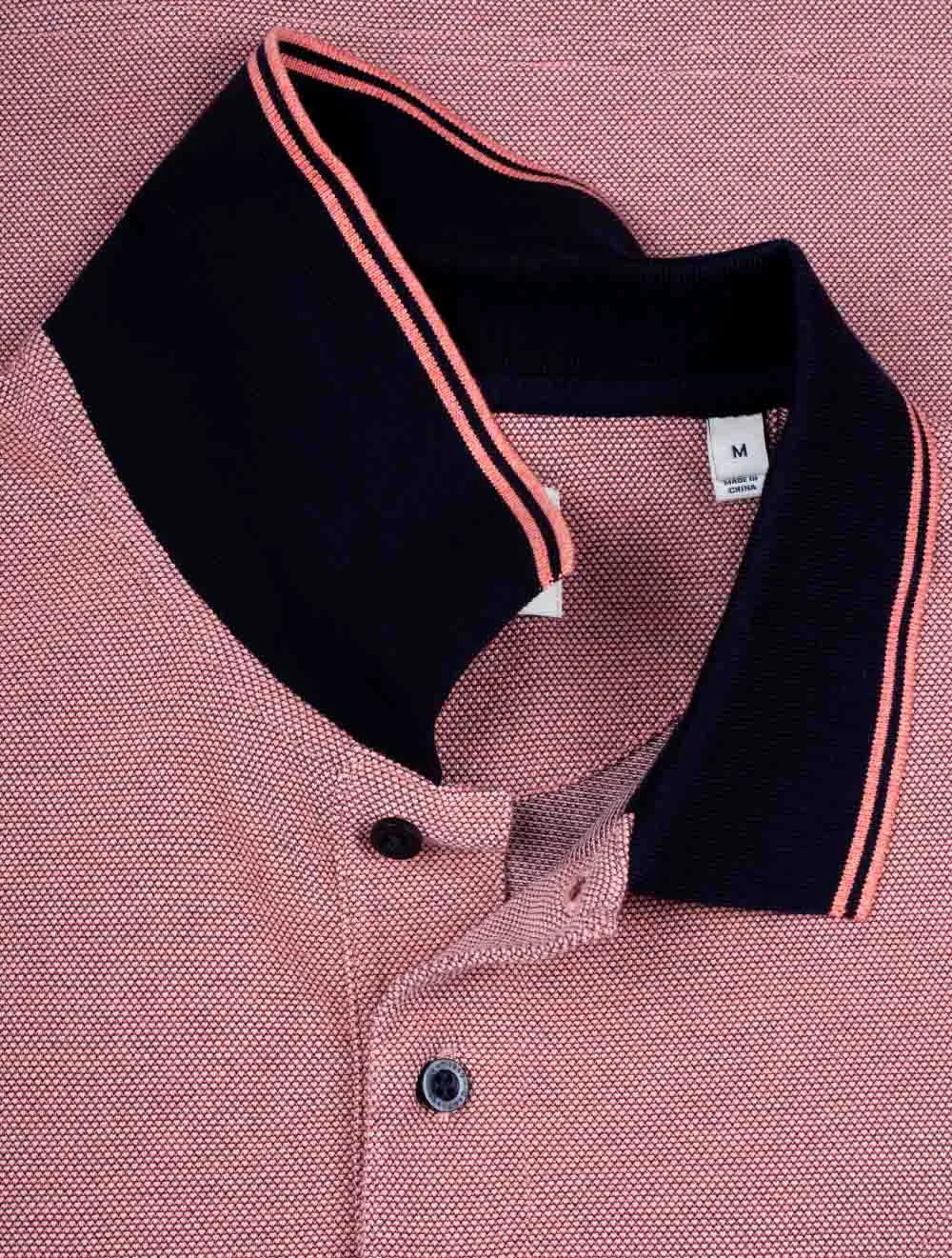 4-Colour Oxford Short Sleeve Piqué Polo Watermelon Red