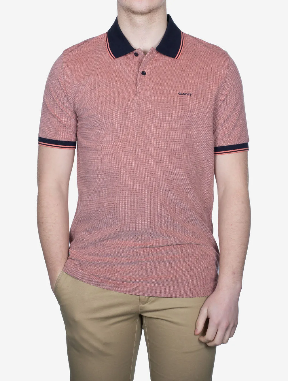 4-Colour Oxford Short Sleeve Piqué Polo Watermelon Red