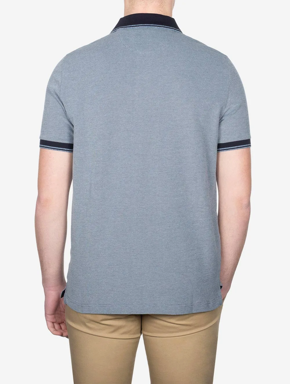 4 Colour Oxford Short Sleeve Pique Polo Dusty Blue Sea
