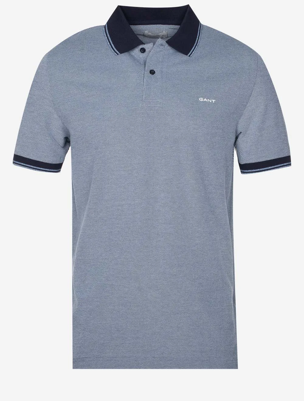 4 Colour Oxford Short Sleeve Pique Polo Dusty Blue Sea