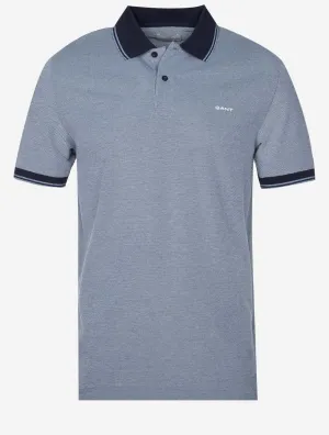 4 Colour Oxford Short Sleeve Pique Polo Dusty Blue Sea