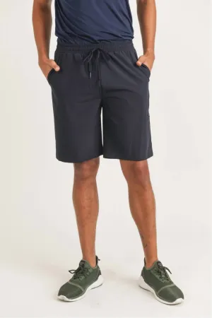 Active Drawstring Shorts With Zippered Pouch In Navy