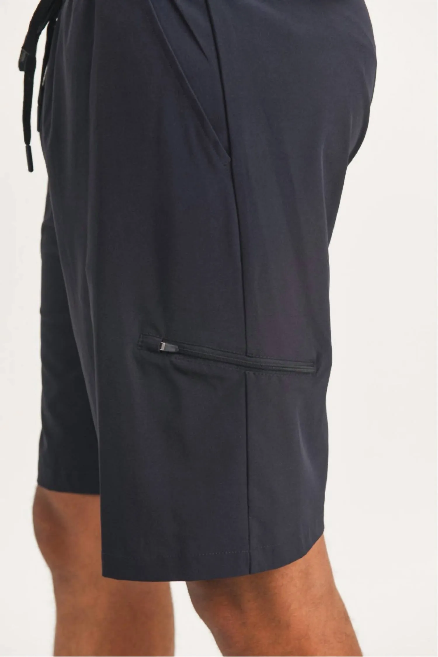 Active Drawstring Shorts With Zippered Pouch In Navy