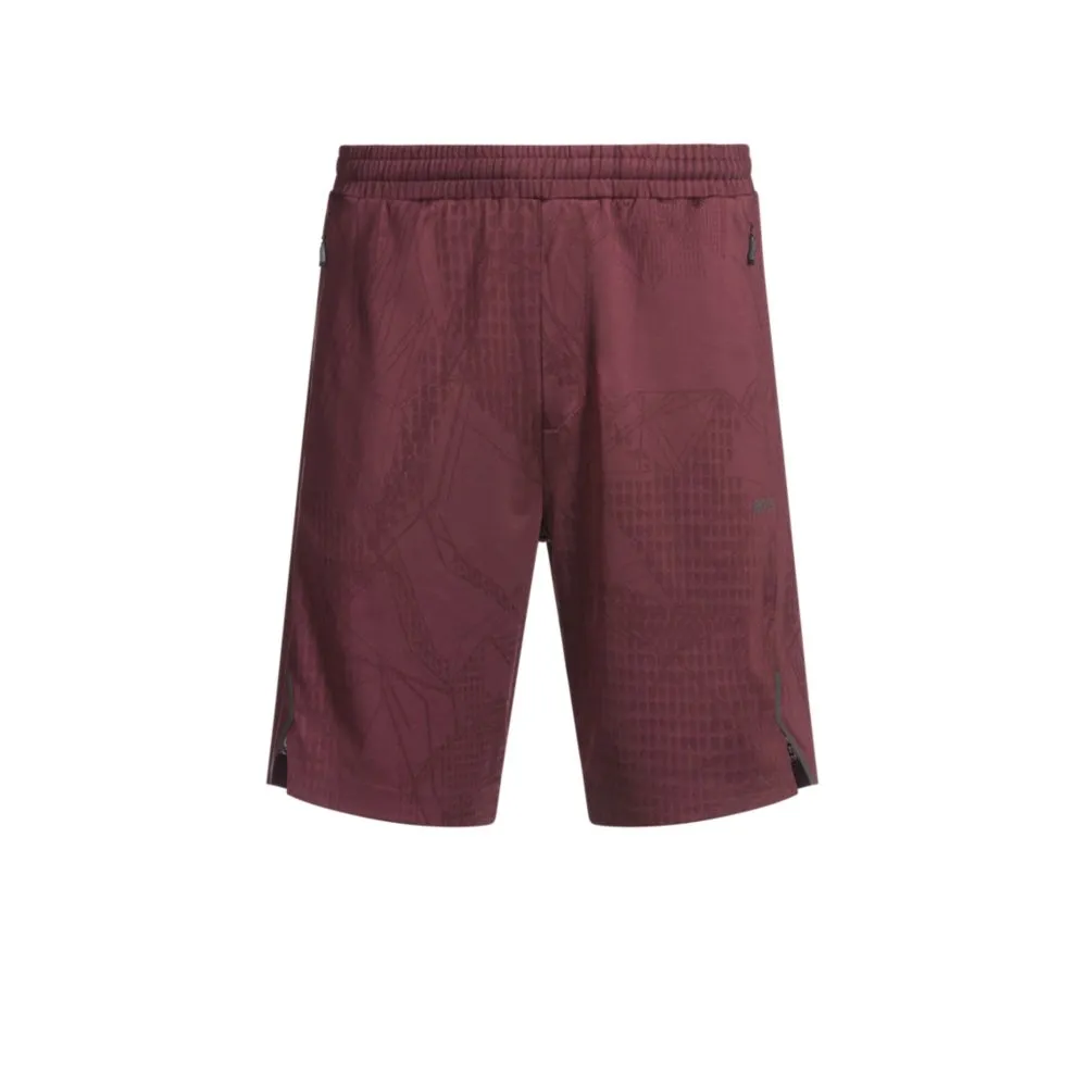 Active patterned shorts in four-way stretch fabric