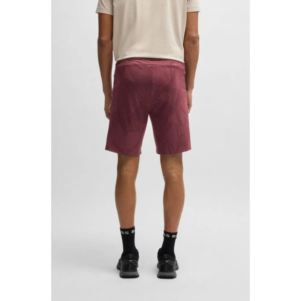 Active patterned shorts in four-way stretch fabric