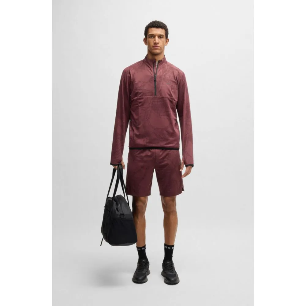 Active patterned shorts in four-way stretch fabric