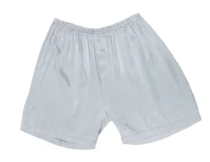 Adam Satin Boxer With Faux Fly In Dark Silver