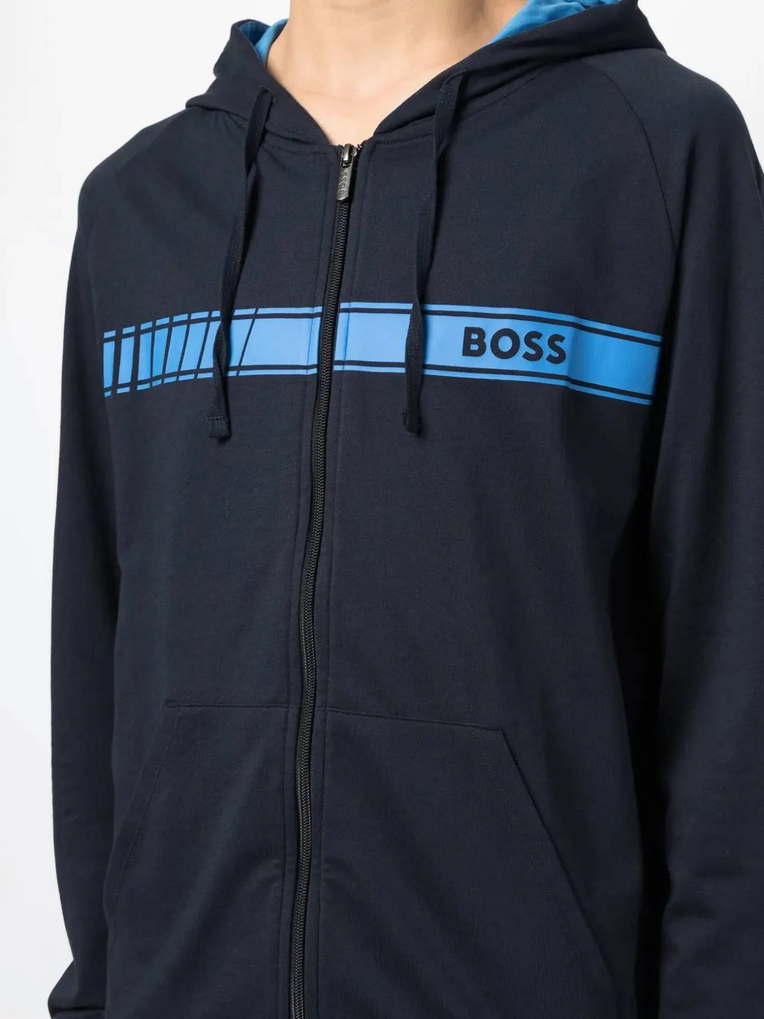 Authentic Zip Up Hooded Sweatshirt In Navy Blue
