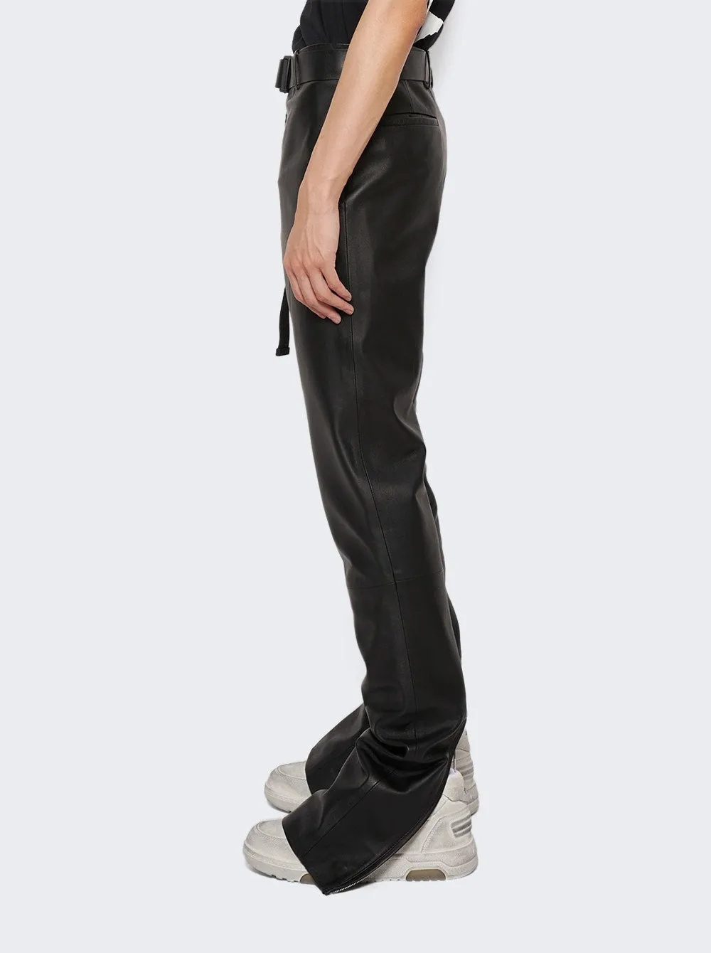Belted Leather Super Skinny Pants