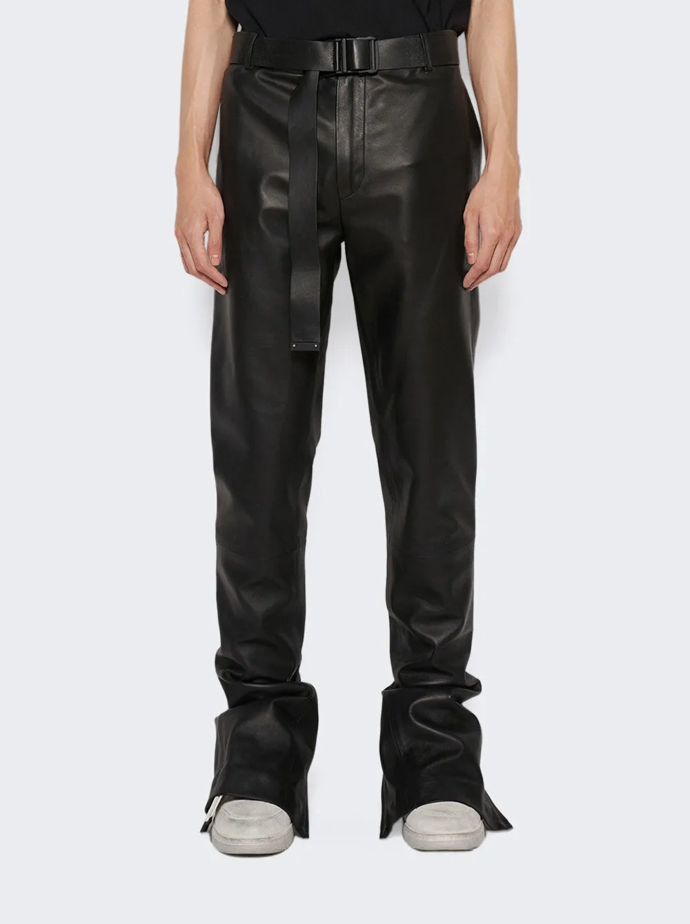 Belted Leather Super Skinny Pants