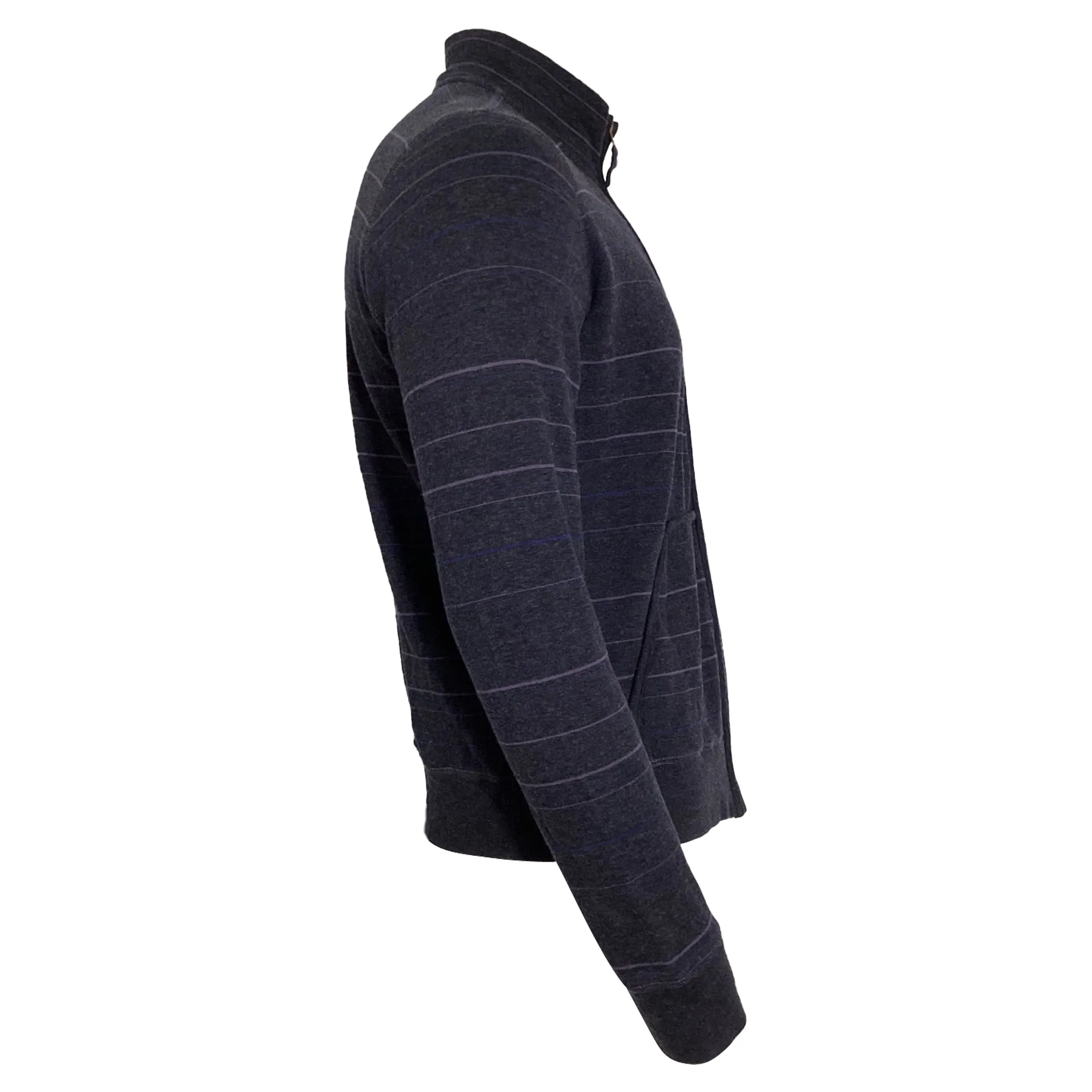 Boss by Hugo Boss Striped Zipped Sweater in Navy Blue Cotton