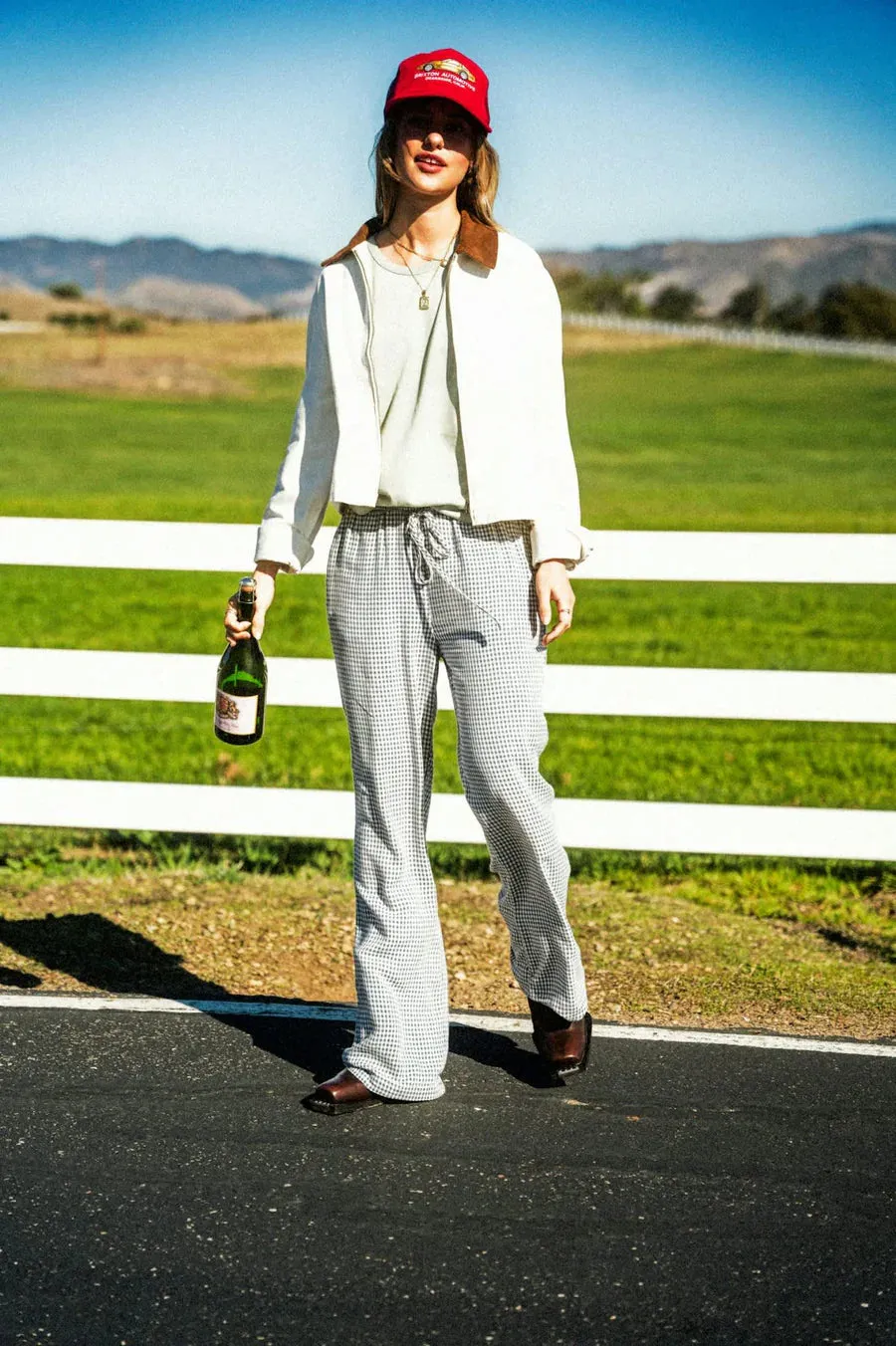 BRIXTON - HUDSON LOUNGE PANT (AZURE BLUE GINGHAM)