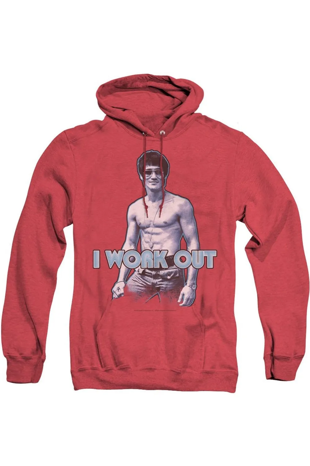 Bruce Lee Lee Works Out Adult Heather Hoodie