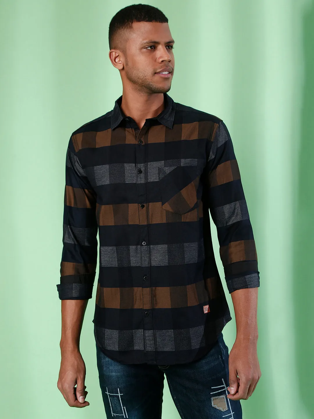 Campus Sutra Men Full Sleeve Checkered Casual Shirt
