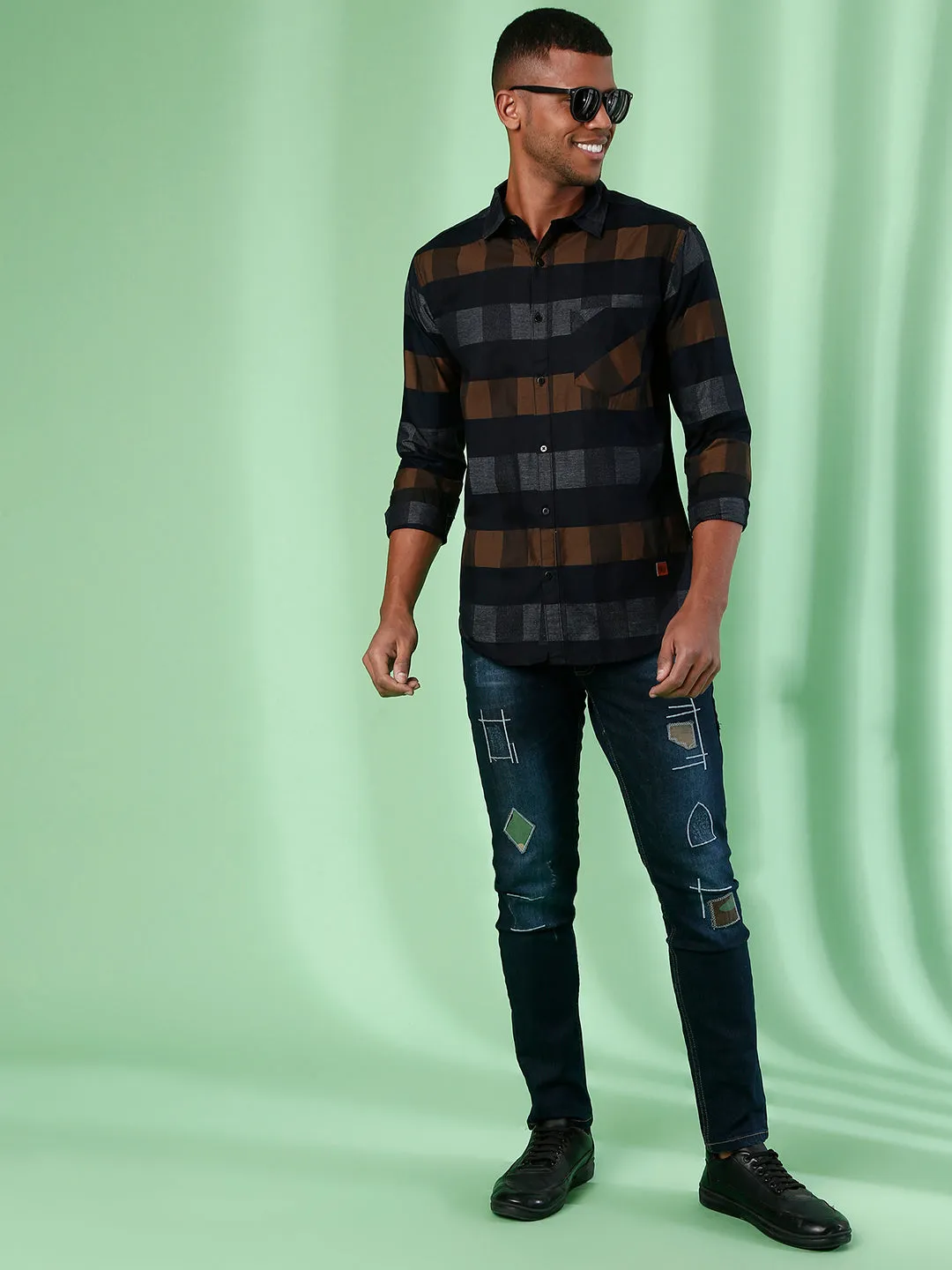 Campus Sutra Men Full Sleeve Checkered Casual Shirt