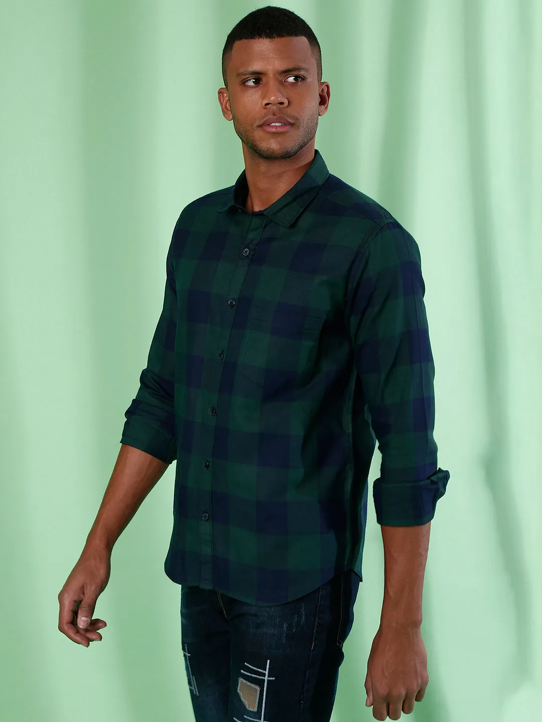 Campus Sutra Men Full Sleeve Checkered Casual Shirt