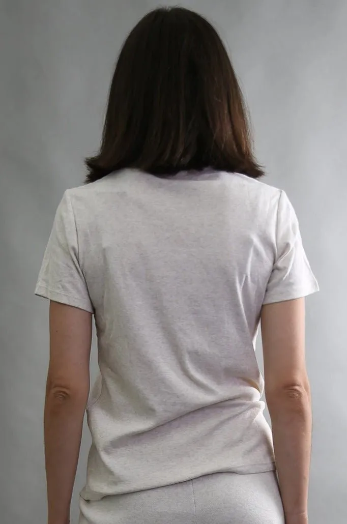 CAP SLEEVE CREW IN HEATHERED PIMA COTTON