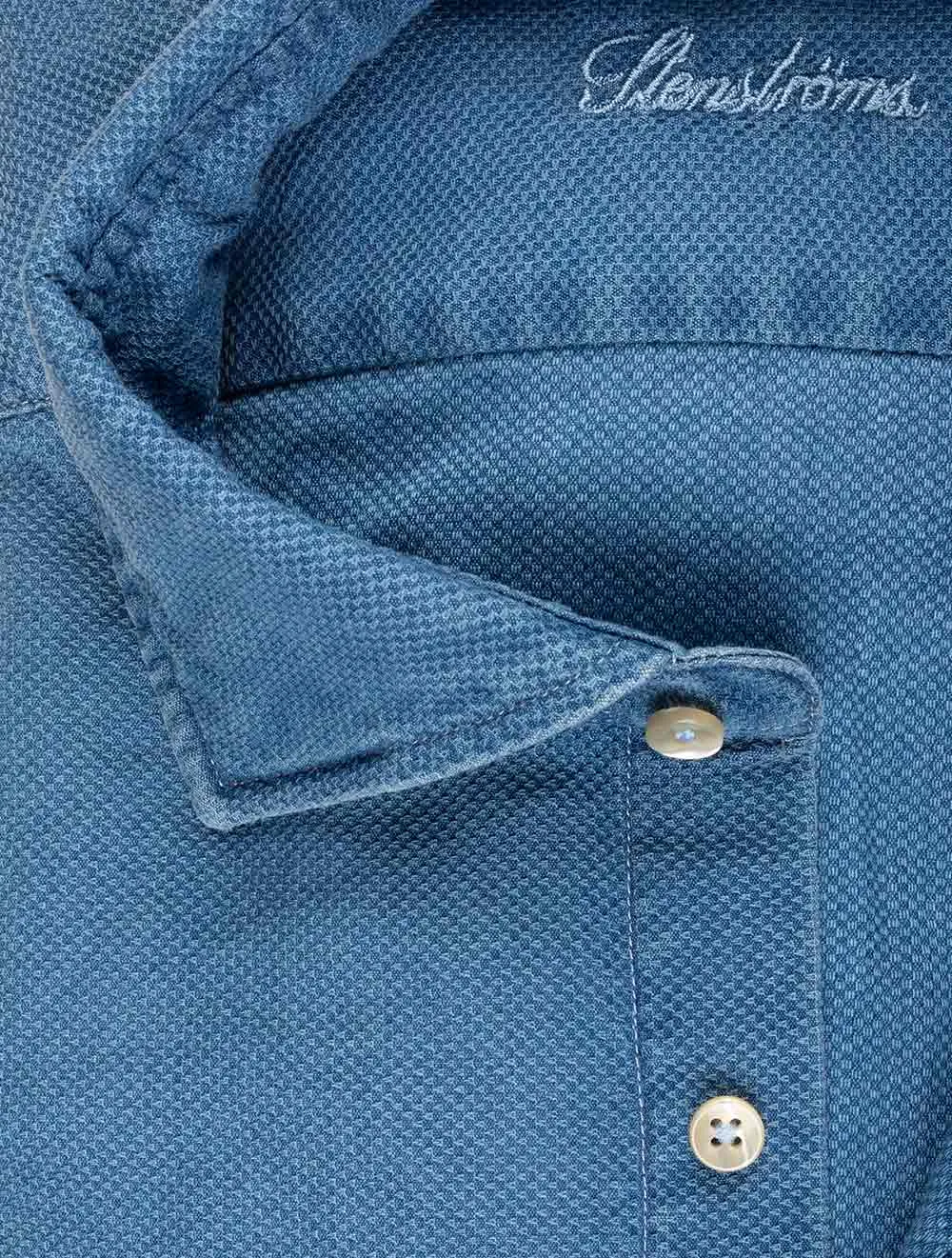 Casual Fitted Textured Shirt Blue