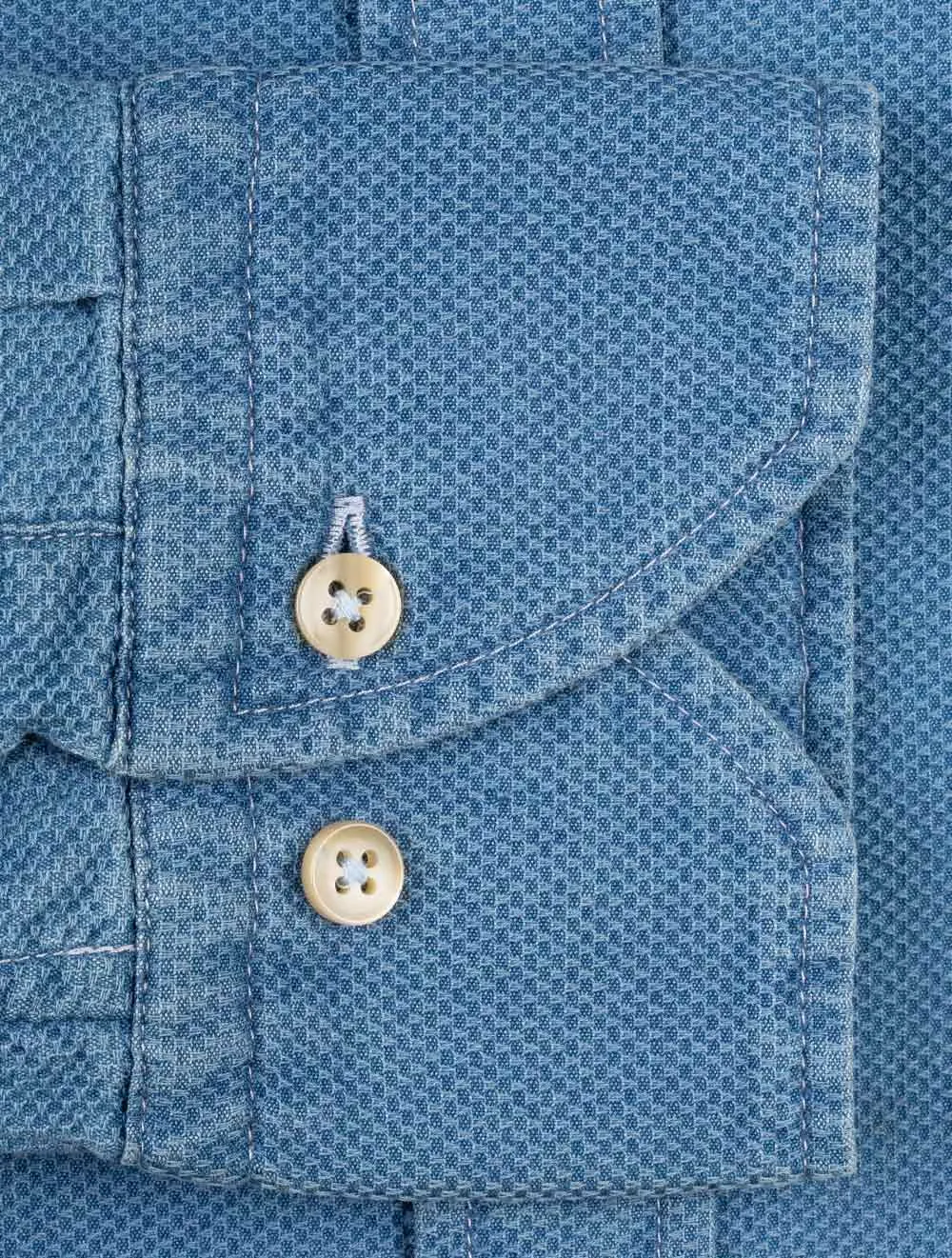 Casual Fitted Textured Shirt Blue