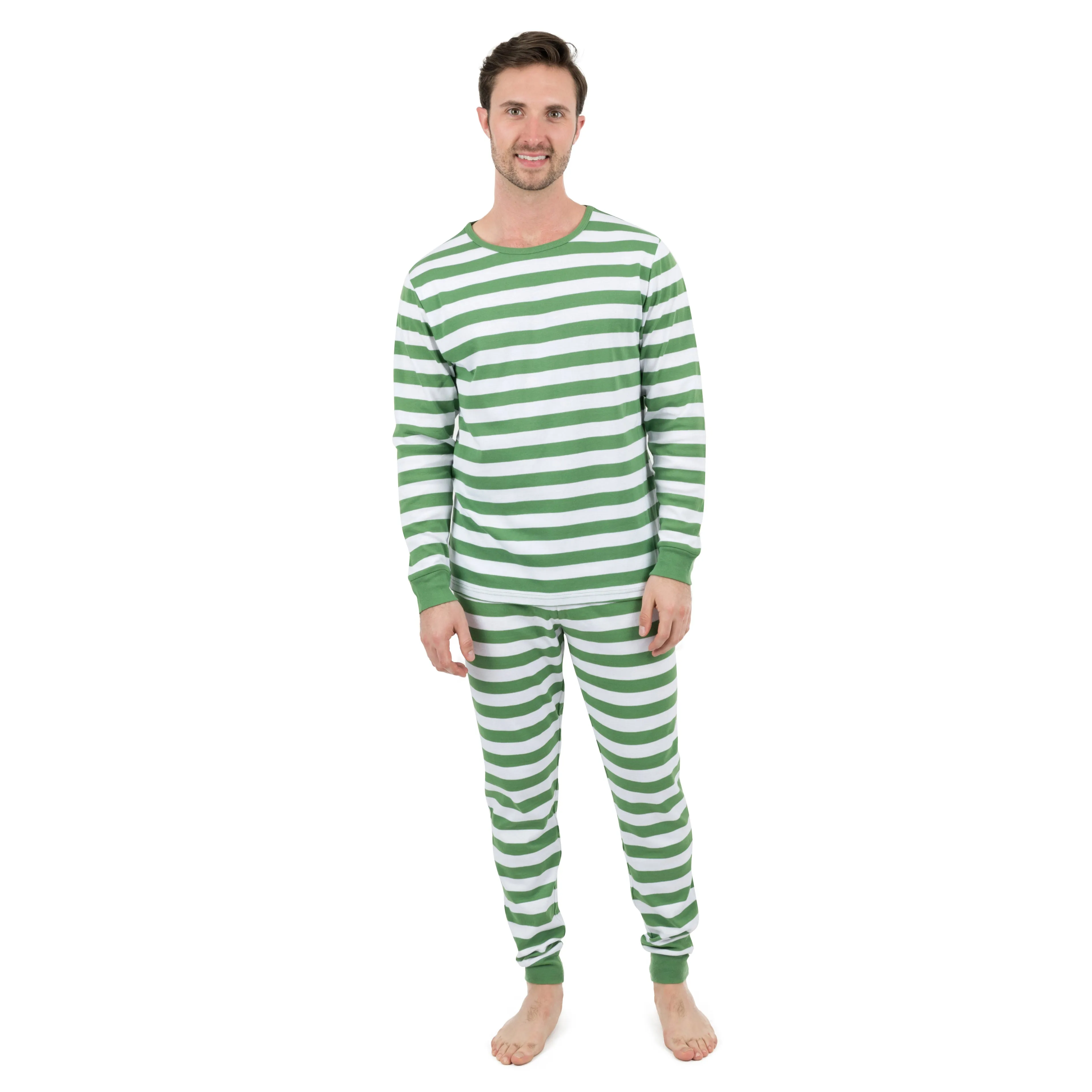 Christmas Mens Two Piece Cotton Pajamas Striped
