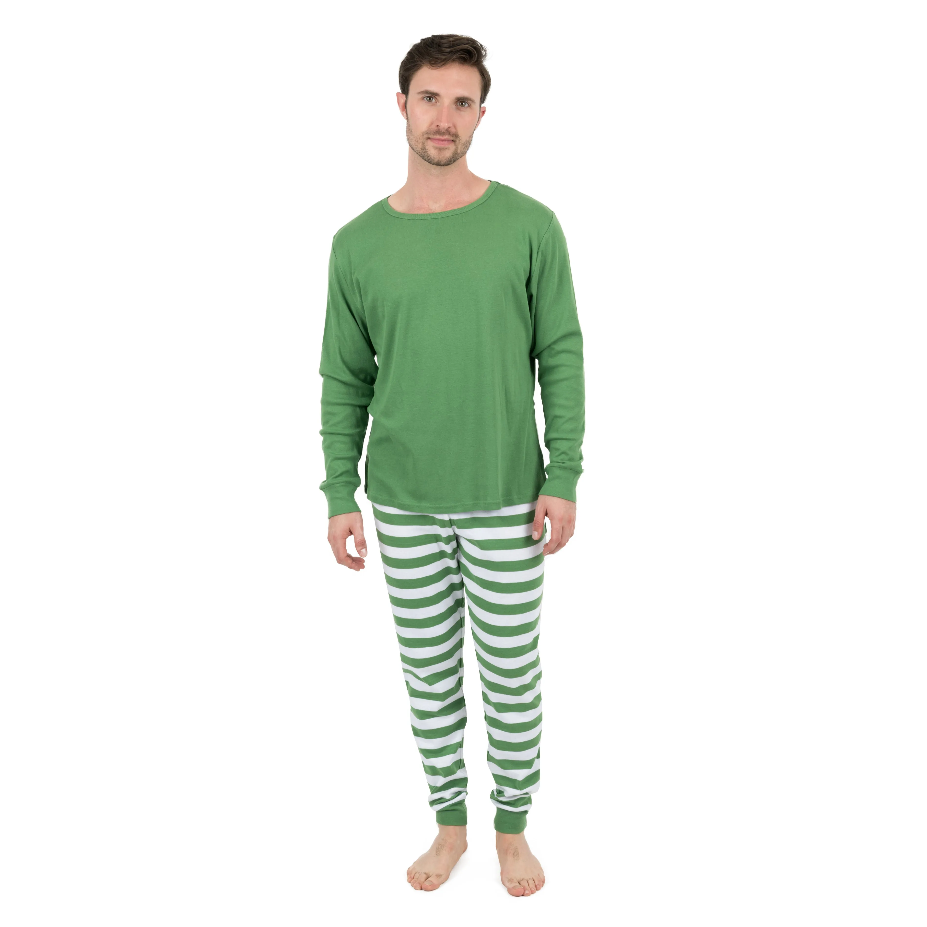 Christmas Mens Two Piece Cotton Pajamas Striped