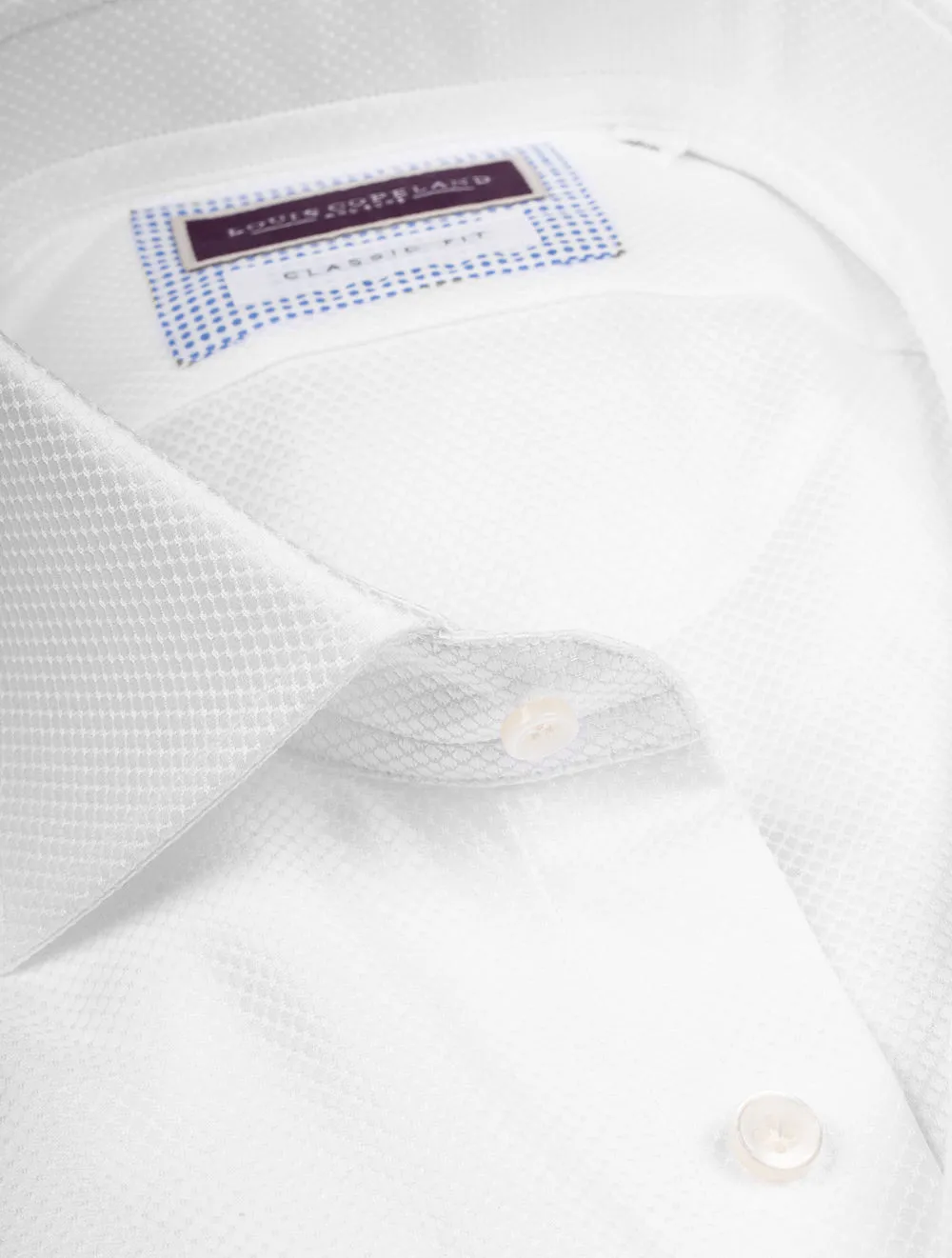 Classic Fit Hex Pattern Single Cuff Shirt White