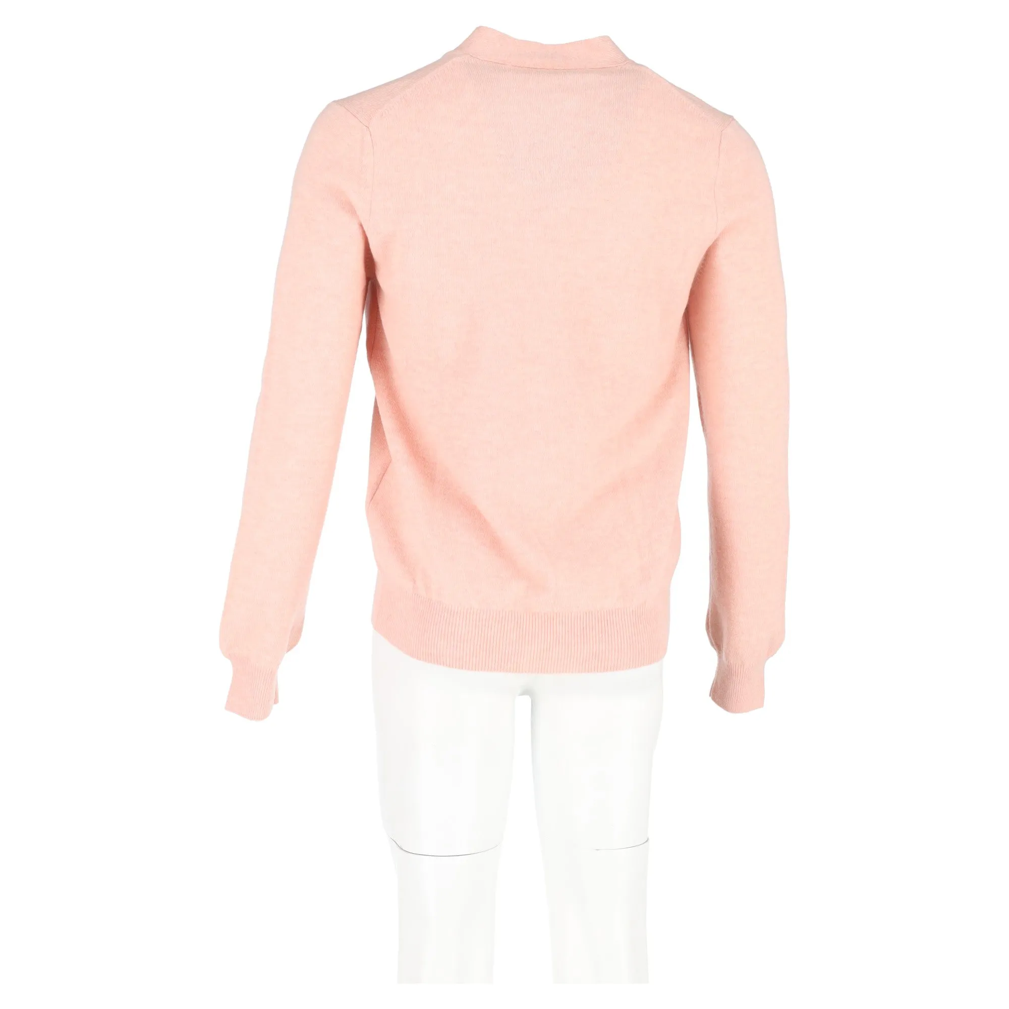 Comme Des Garçons Play Heart Logo-Patch Cardigan in Pink Wool