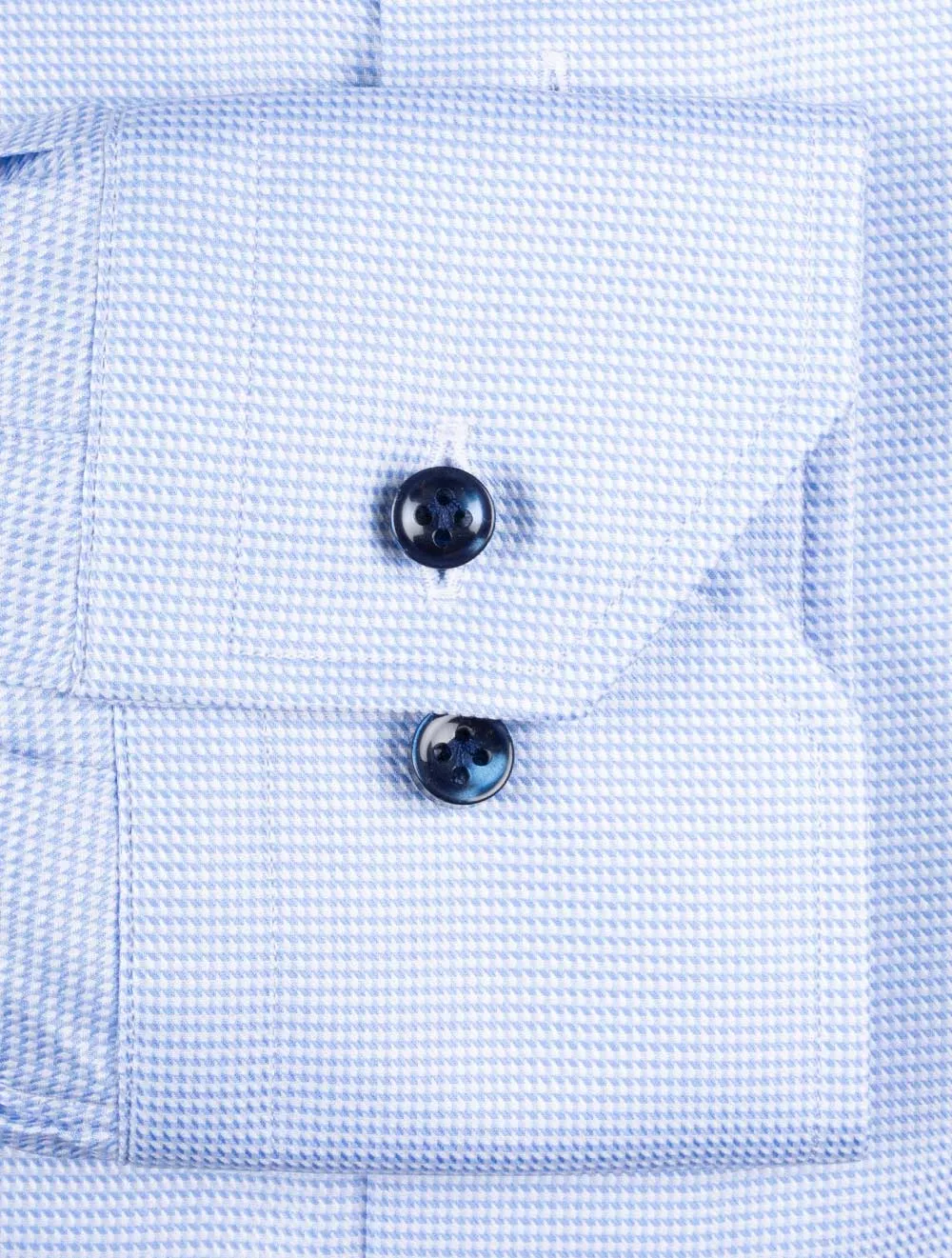Contrast Buttons with Flowers Inlay Shirt Blue