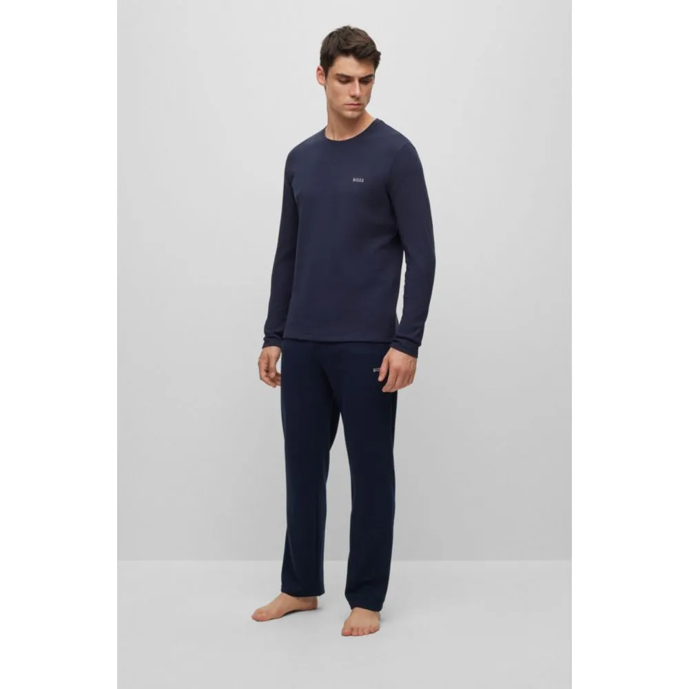 Cotton-blend pajama T-shirt with embroidered logo