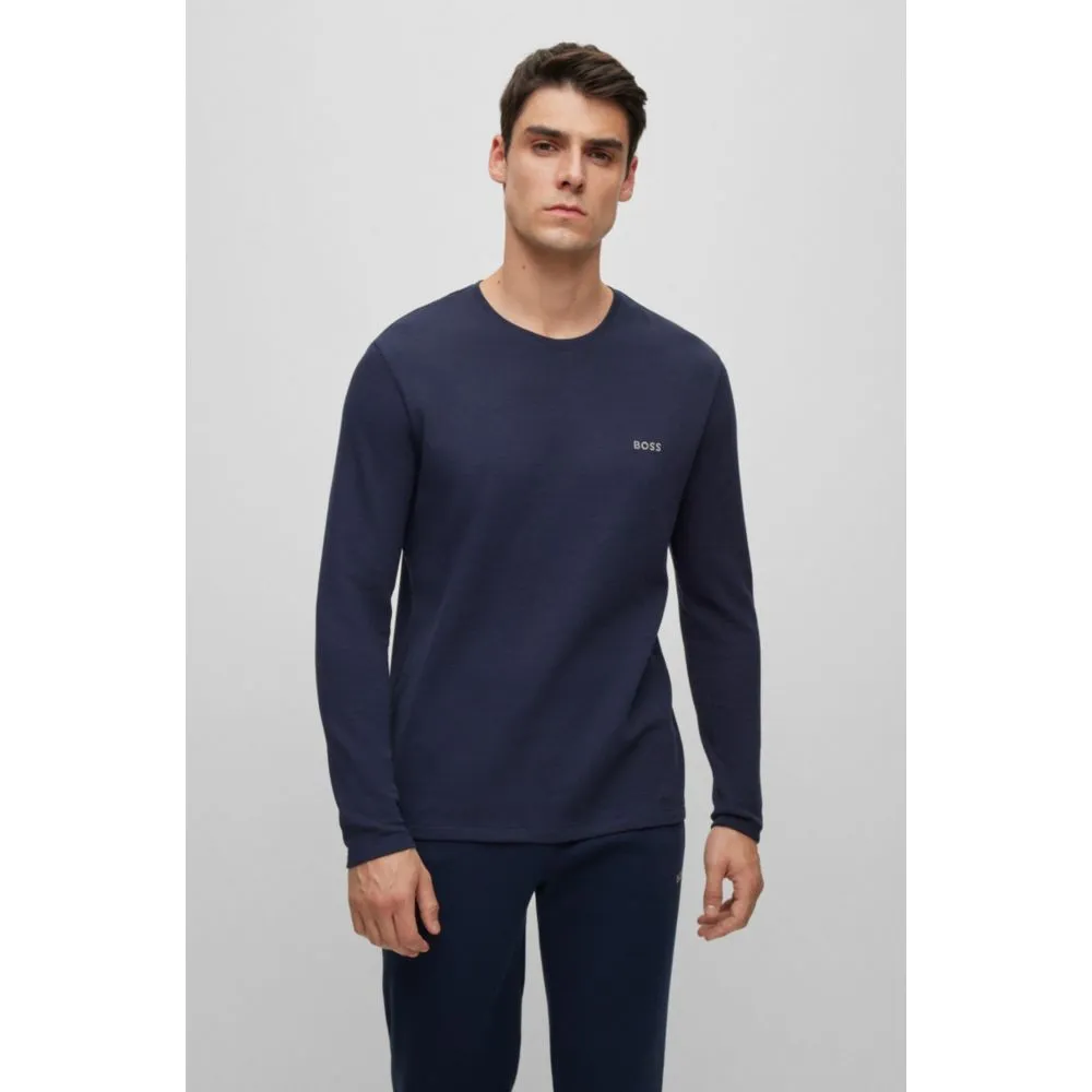 Cotton-blend pajama T-shirt with embroidered logo