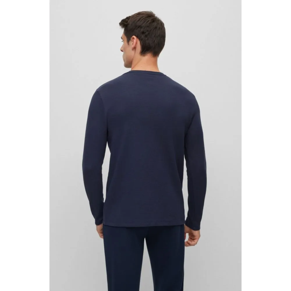 Cotton-blend pajama T-shirt with embroidered logo