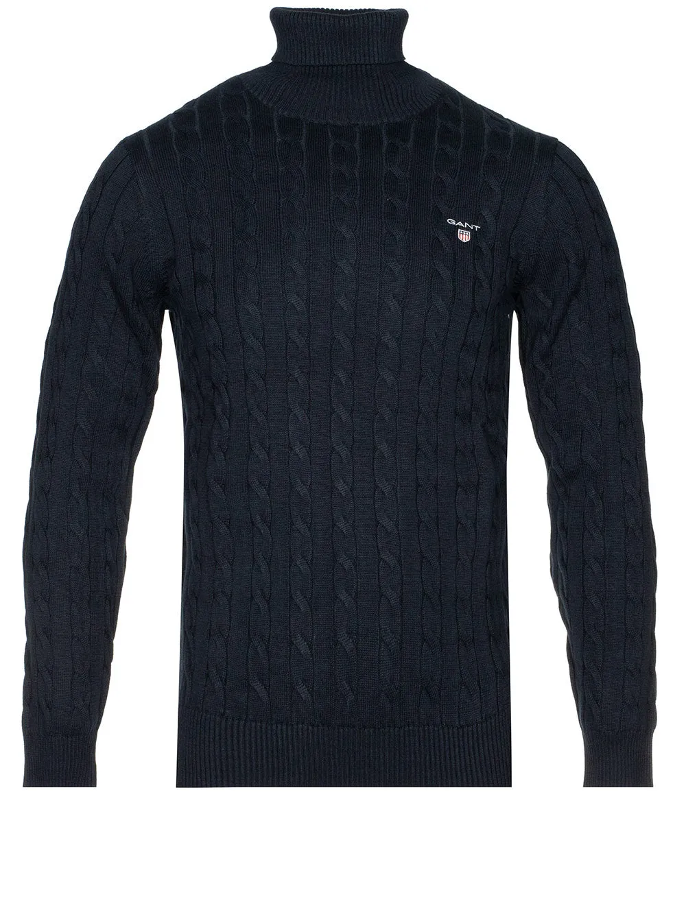 Cotton Cable Turtleneck Evening Blue