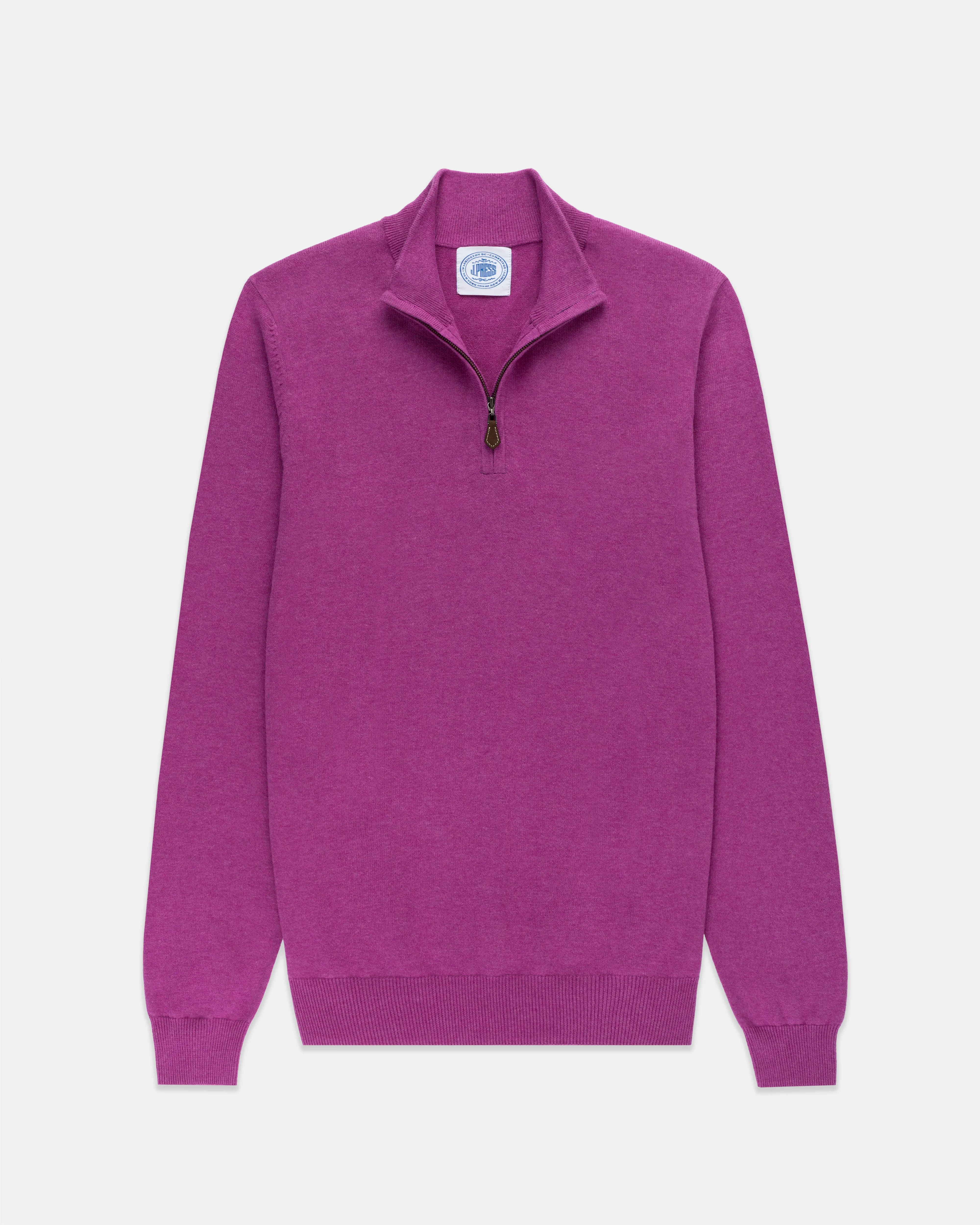 COTTON CASHMERE QUARTER ZIP UP - PURPLE