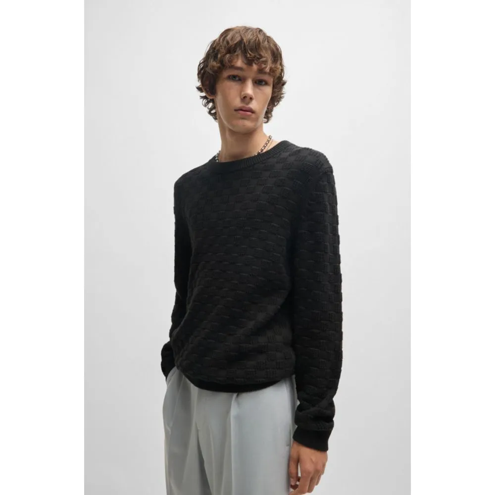 Cotton relaxed-fit sweater with jacquard pattern
