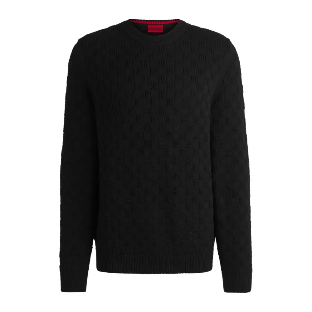 Cotton relaxed-fit sweater with jacquard pattern