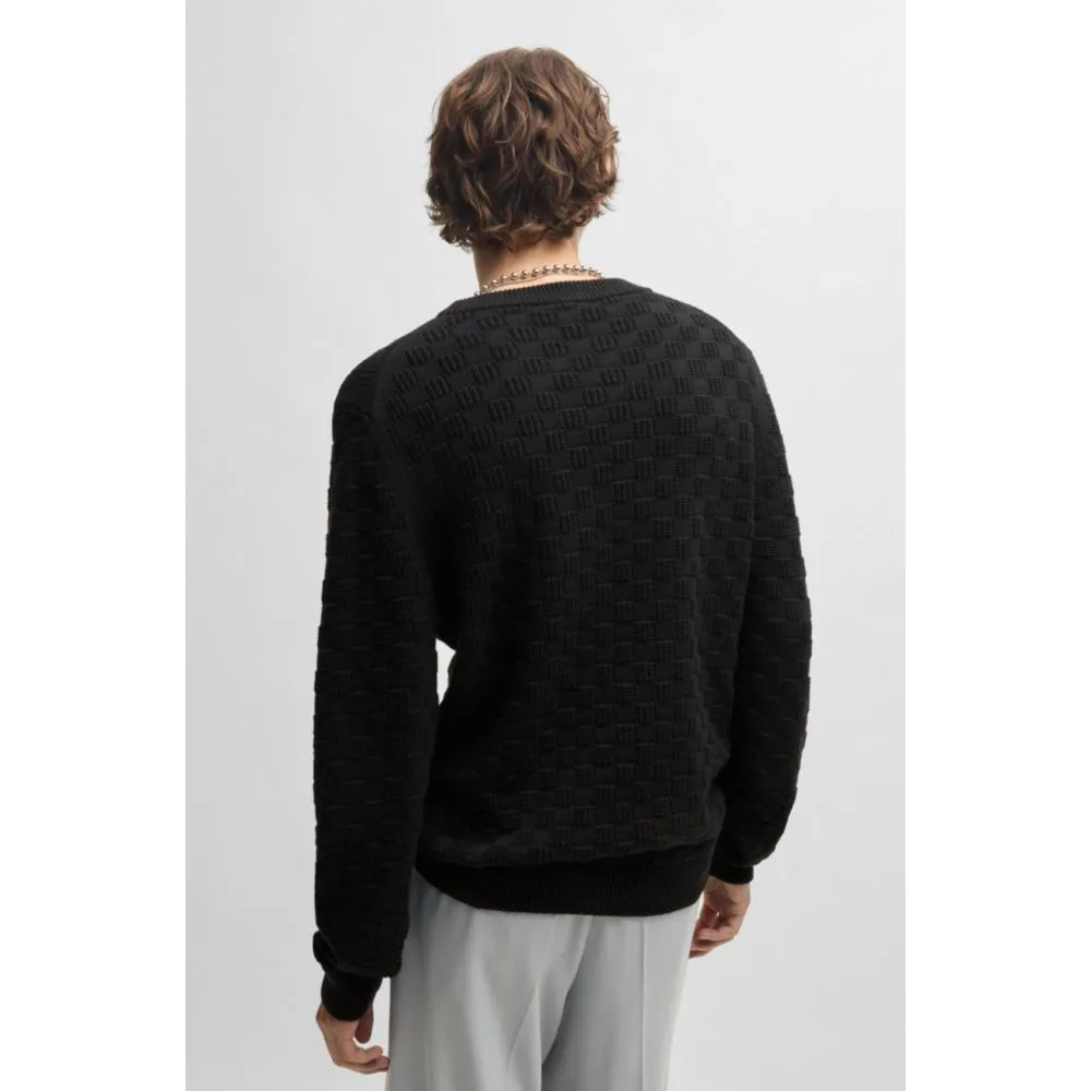 Cotton relaxed-fit sweater with jacquard pattern