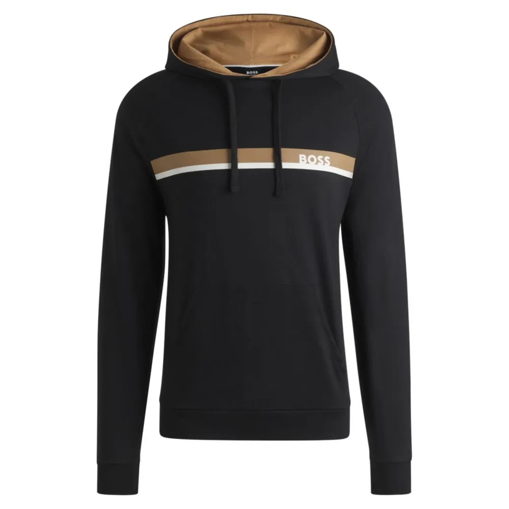 Cotton-terry hoodie with stripe print