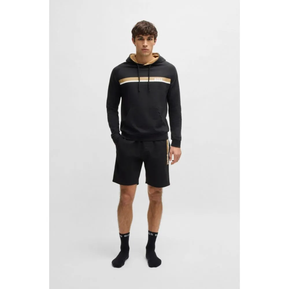 Cotton-terry hoodie with stripe print