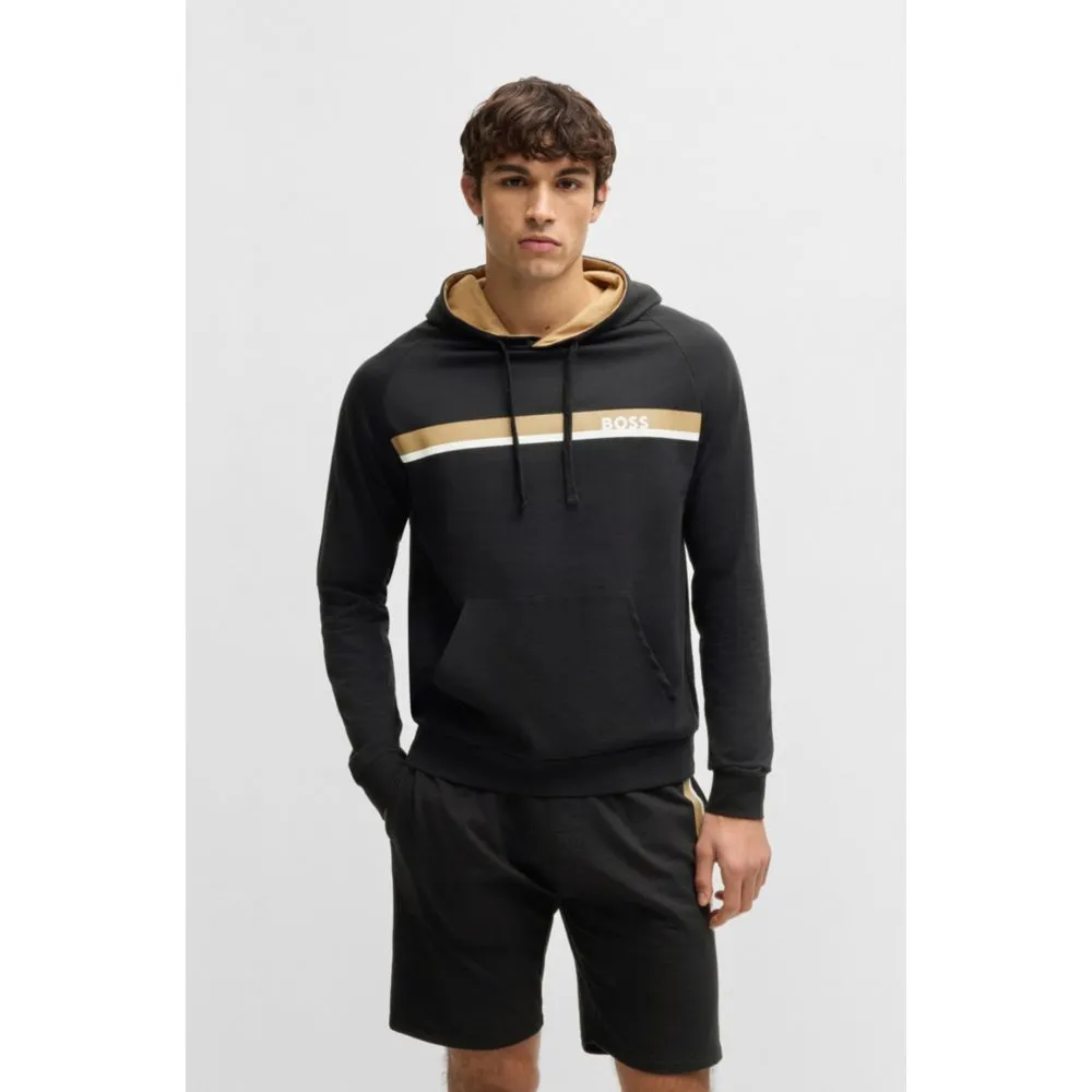Cotton-terry hoodie with stripe print