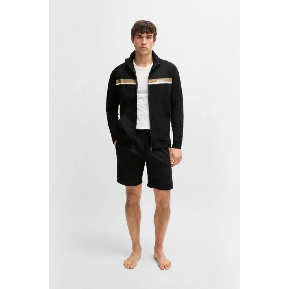 Cotton-terry shorts with stripe print