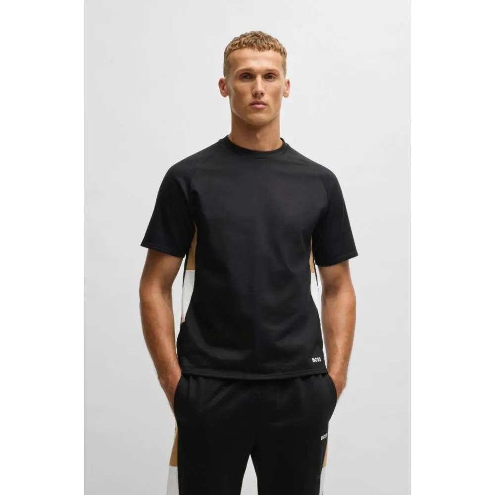 Cotton-terry T-shirt with contrast side panels