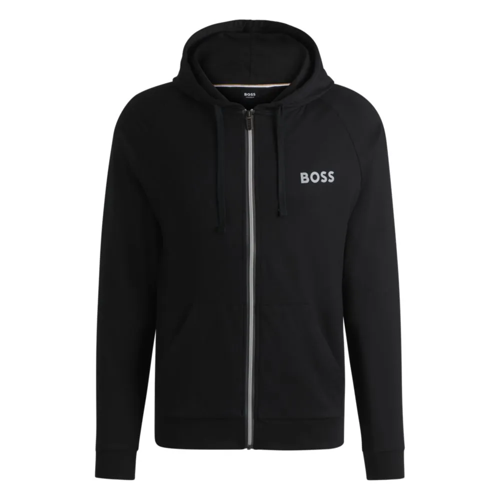 Cotton-terry zip-up hoodie with logo print