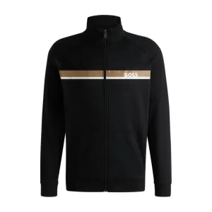 Cotton-terry zip-up jacket with stripe print
