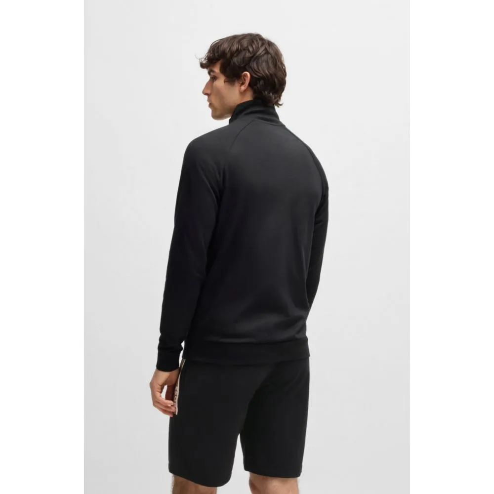 Cotton-terry zip-up jacket with stripe print