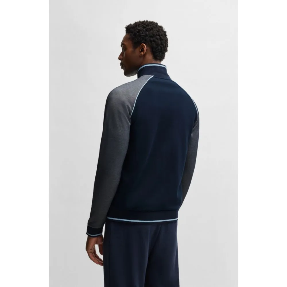 Cotton zip-up jacket with contrast piping