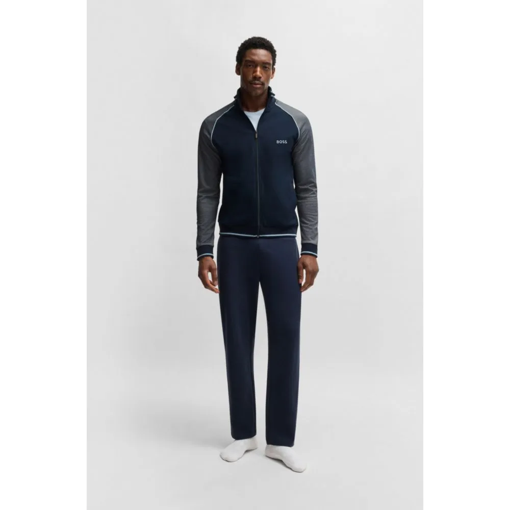 Cotton zip-up jacket with contrast piping