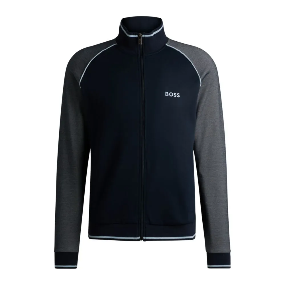 Cotton zip-up jacket with contrast piping
